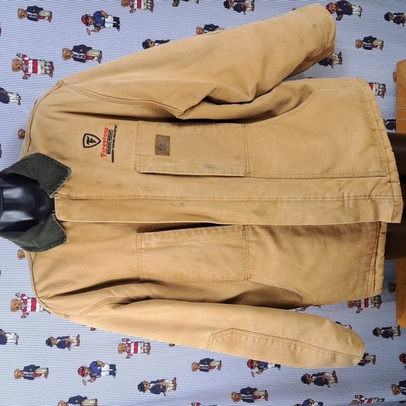 Y2K Dickies Firestone Tires lined multipocket 2XL brown canvas chore work jacket - Picture 2 of 8